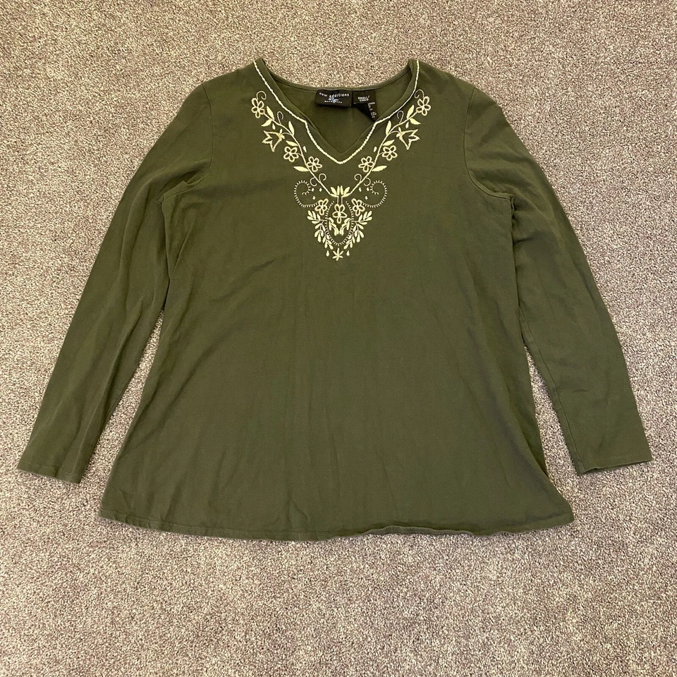New Additions Women's Maternity Top Size S Green Long Sleeves V-Neck Stretch GUC - Image 2 of 4