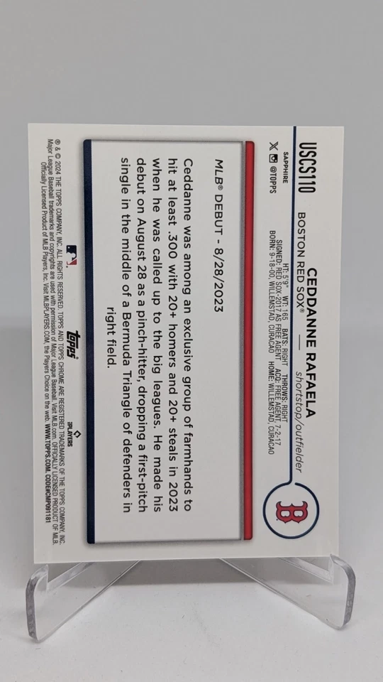 2024 Topps Chrome Update Sapphire Ceddanne Rafaela USCS110 Orange /25 RC Debut - Image 2 of 2