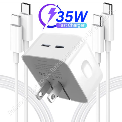 35W Dual PD Ports Fast Charge Block USB C Wall Charger For iPhone 14 13 12 11 XR