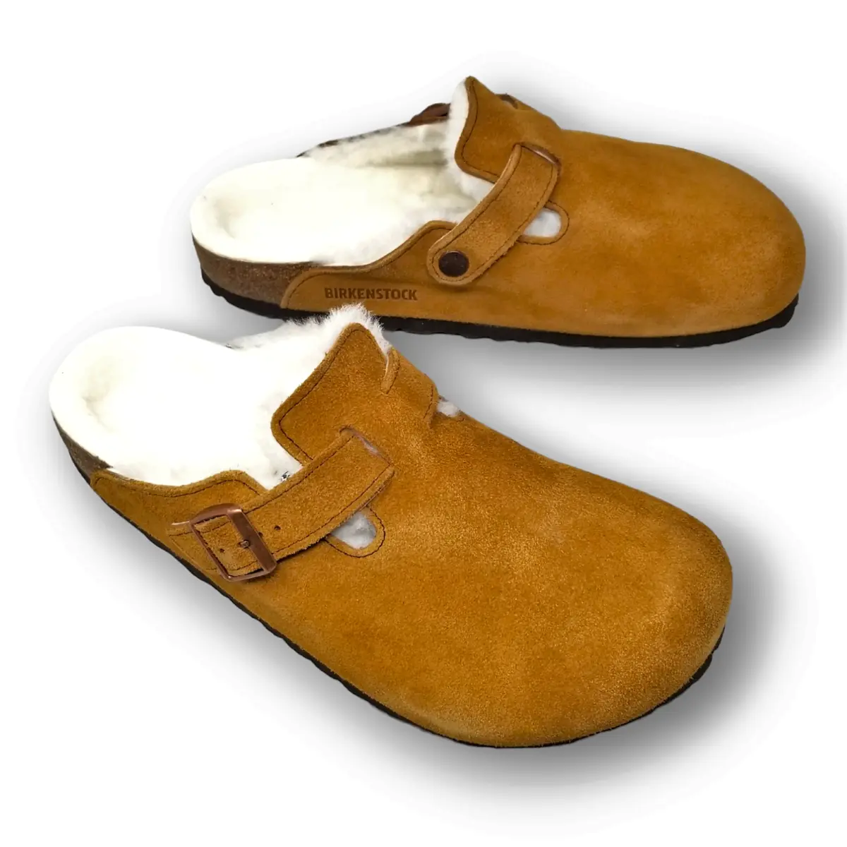 BIRKENSTOCK - BOSTON Shearling Mink Suede Leather Sandal, EUR Size 40, US  W9 M7