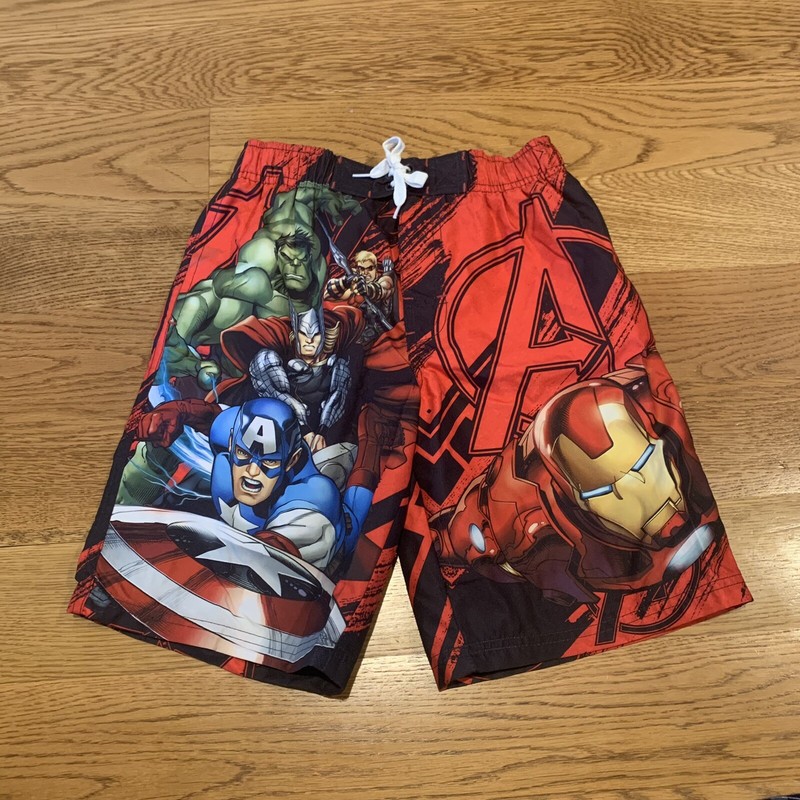 NEW Marvel Avengers Red Iron Man Swim Trunks Shorts Suit Mesh Liner Boys Size 8
