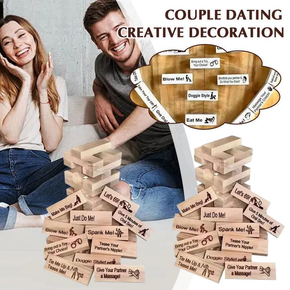 48X Blocks Super Naughty Block Tower Game Couple Activities & Date Night Ideas - Image 3 of 4