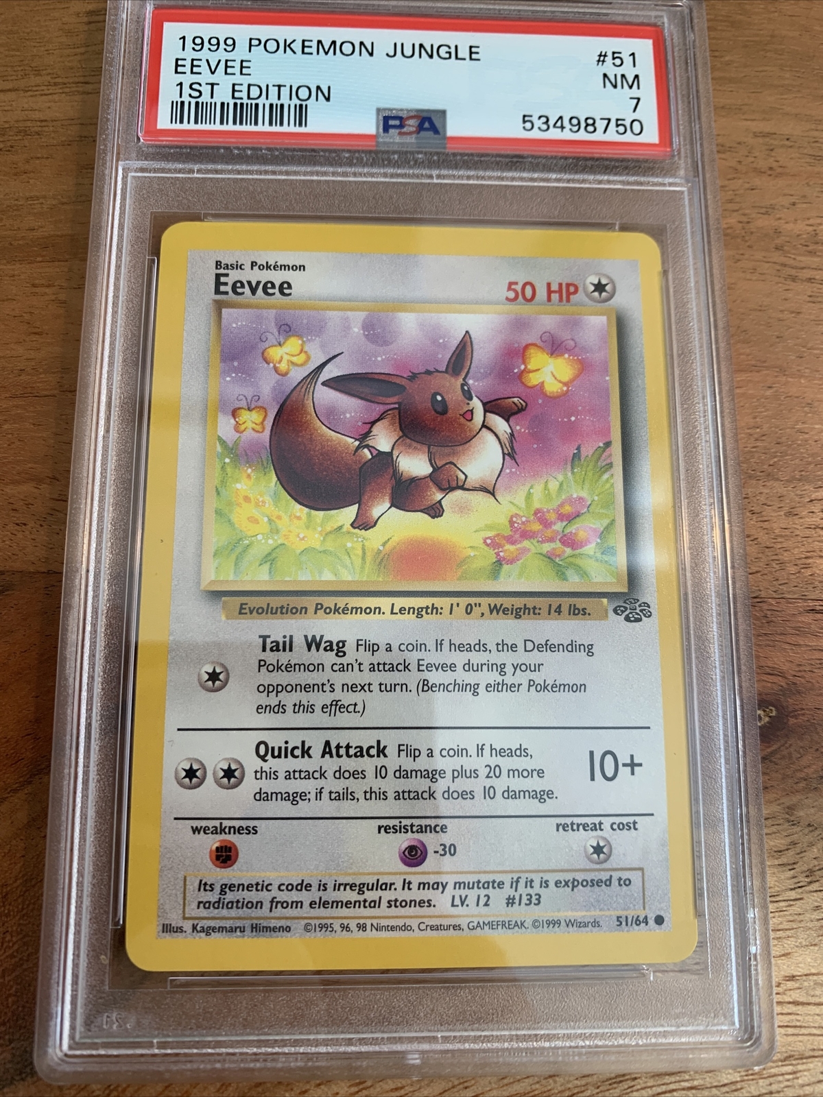 1999 pokemon jungle 1st edition eevee psa 7 near mint 51/64