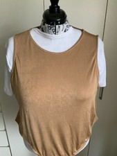 Simply Be Women's Bodysuit Golden Camel Beige Crewneck Sleeveless