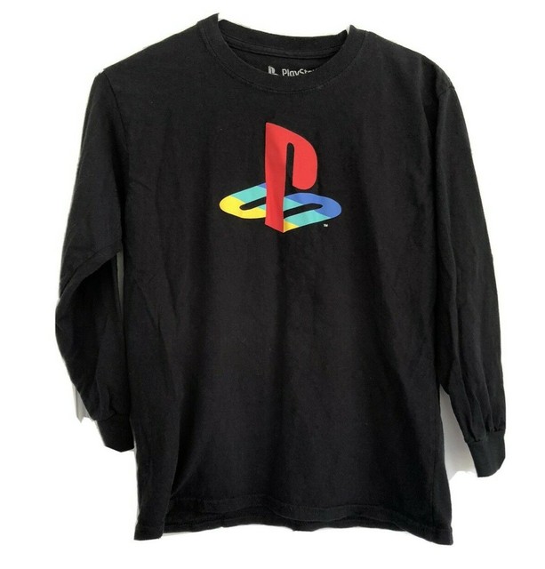 LongSleeved Black Sony Playstation Logo Gamer TShirt Youth Med eBay