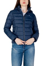 Tommy Hilfiger Ladies Tjw Basic Hooded Quilt Jacket In Navy Blue - Rrp £189