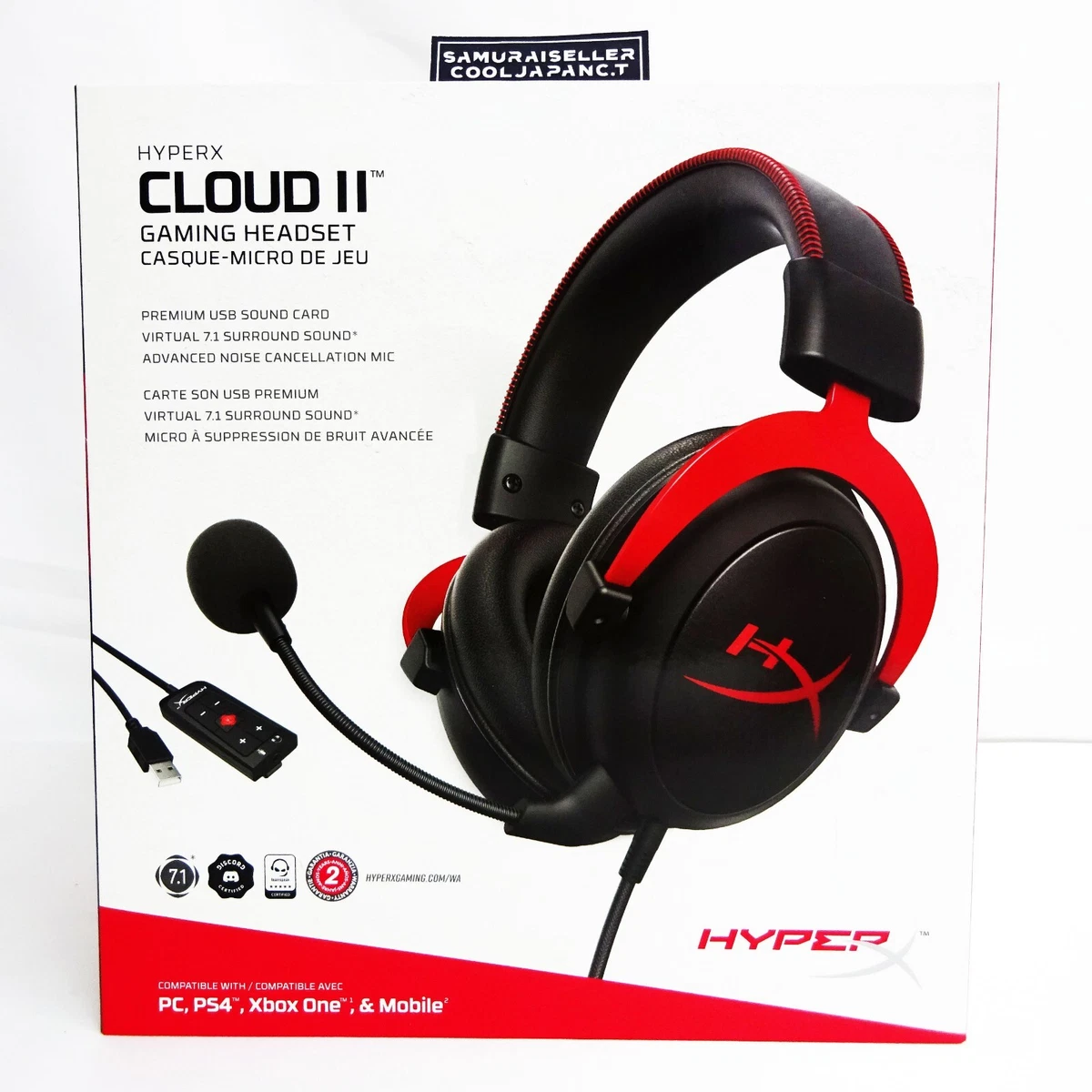 Kingston Gaming Headset HyperX Cloud II KHX-HSCP-RD Black Red Japan New