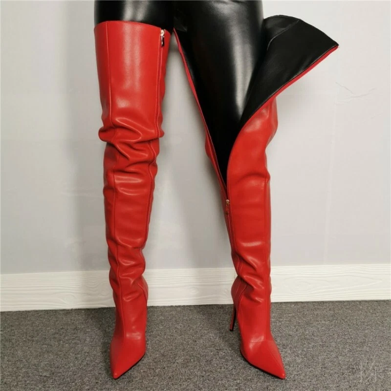 Big Size 35-47 Women Overknee High Thigh Boots Leather/Pu Stilettos Pointed  Club | eBay