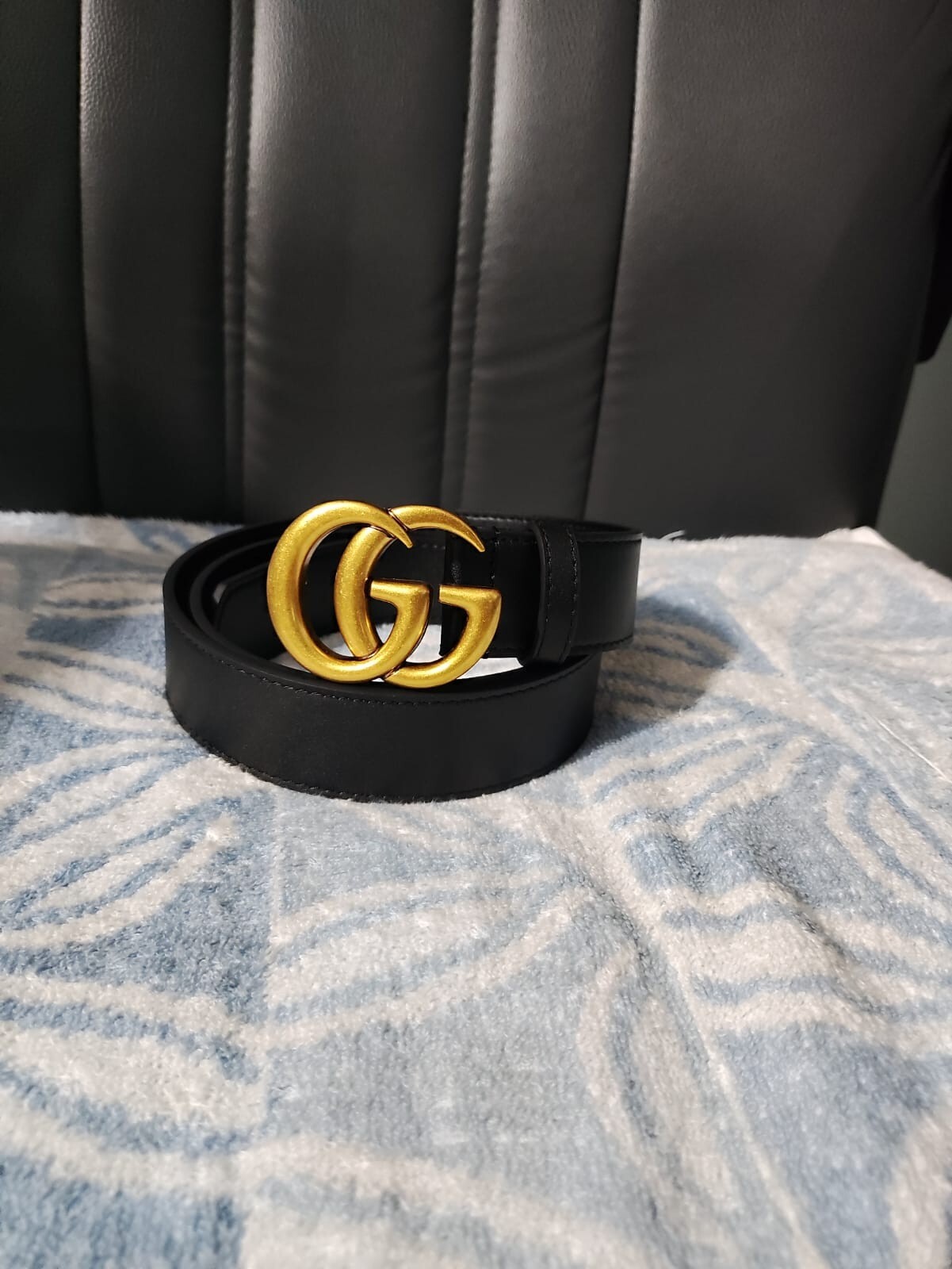 Gucci GG Marmont Black Leather Belt with Brass Buckle 95cm 36in Unisex