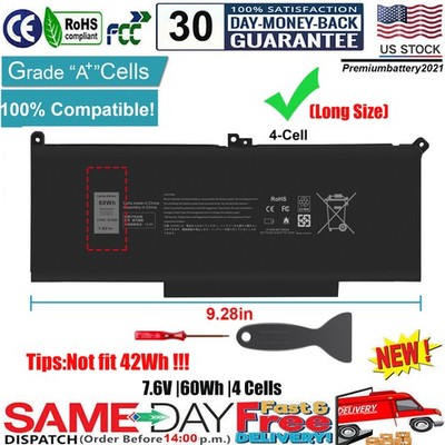  F3YGT Battery For Dell Latitude 12 13 14 E7280 E7480 7480 7490 7380 7390 DM3WC