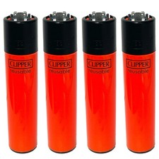 4 Clipper Neon ORANGE Lighters