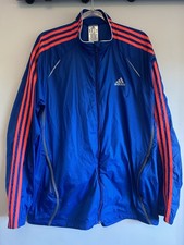 Adidas Response Running Jacket L Blue Orange Reflective Full Zip Windbreaker