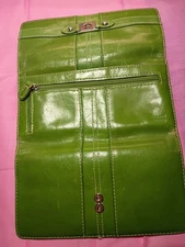  Giani Bernini Green Genuine Leather Accordion Style Organizer Wallet 
