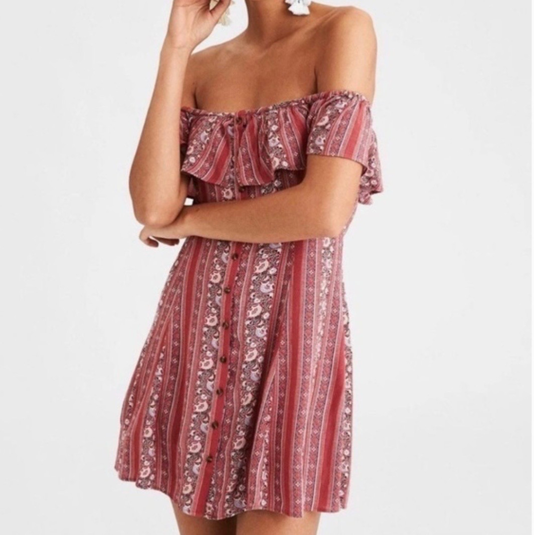 American Eagle Cottagecore Ruffle Button Front Of… - image 1