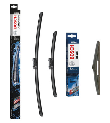 Front + Rear Wiper Blades Set to fit Nissan Qashqai 2006 to 2013 BOSCH