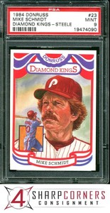 1984 DONRUSS DIAMOND KINGS #23 MIKE SCHMIDT HOF STEELE PSA 9