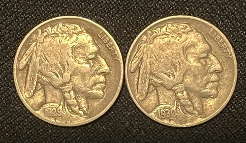 1929-S And 1930-S 5C Buffalo Nickel Lot Very Fine Condition!
