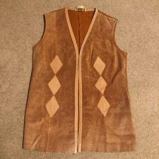 VTG Women Suede/Leather Vest Size 12 Mid-Length Boho Western Festival