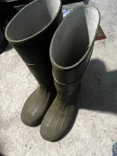 NORTHERNER Olive Rubber Boots Size 11- Made In USA -