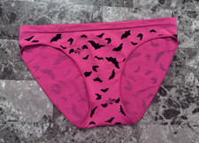 NWT VICTORIA'S SECRET PINK BLACK BAT HALLOWEEN SEAMLESS BIKINI PANTIES