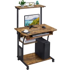 Yaheetech 3 Tier Computer Desk with Printer Shelf and Keyboard Tray Home Office