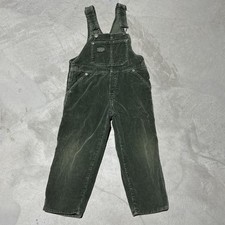 Vtg 80 s Oshkosh B Gosh Vestbak Green Corduroy Overall Bibs SZ 5 Youth Kids