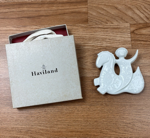 Vintage 1972 Haviland Porcelain Christmas Ornament Noel Prancing Horse France