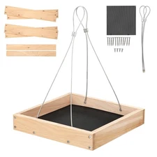 TT Nature Platform Bird Feeder for Outdoor, Eco-Friendly Wood Hanging Tray Bi...
