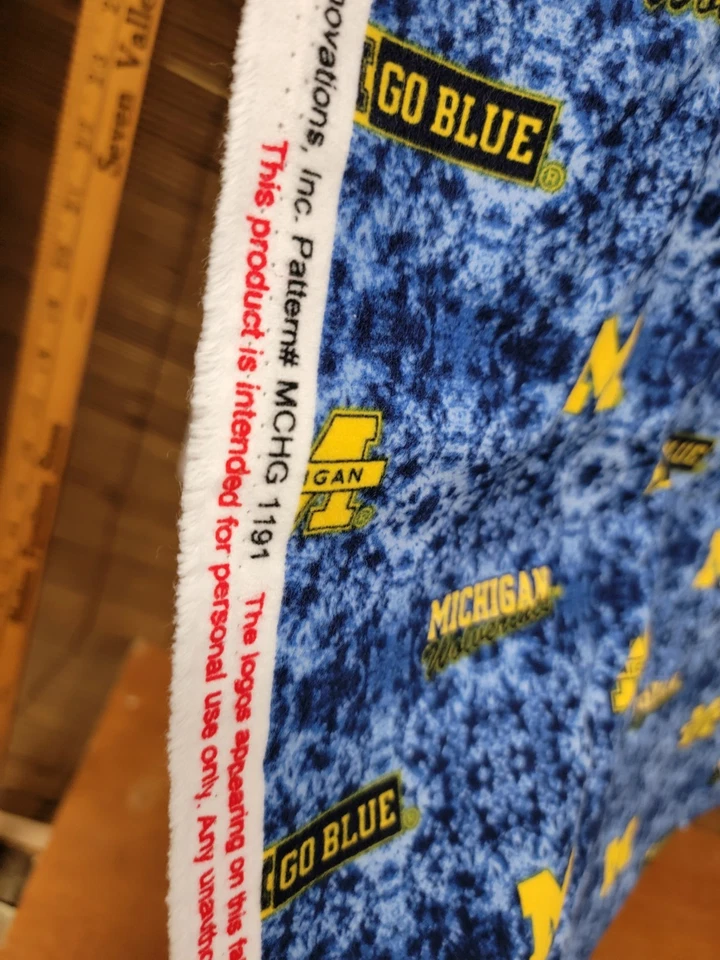 De Colección Franela Universidad de Michigan Wolverines Tela Azul Estampado Tie Dye Look Foto 4 de 4