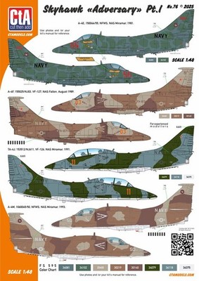 1:48 Decal Douglas A-4 Skyhawk «Adversary» (Top Gun) Part 1 4 markings - CtA 076