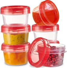 6 Pack Twist Cap Food Storage Containers with Red Screw on Lid- 4 oz