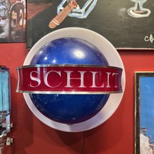 Vintage SCHLITZ Beer Rotating Saturn Globe Wall Lighted Sign