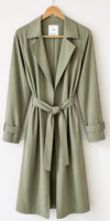 Mango Womens Sage Green Belted Trench Coat XS Lightweight Minimalist