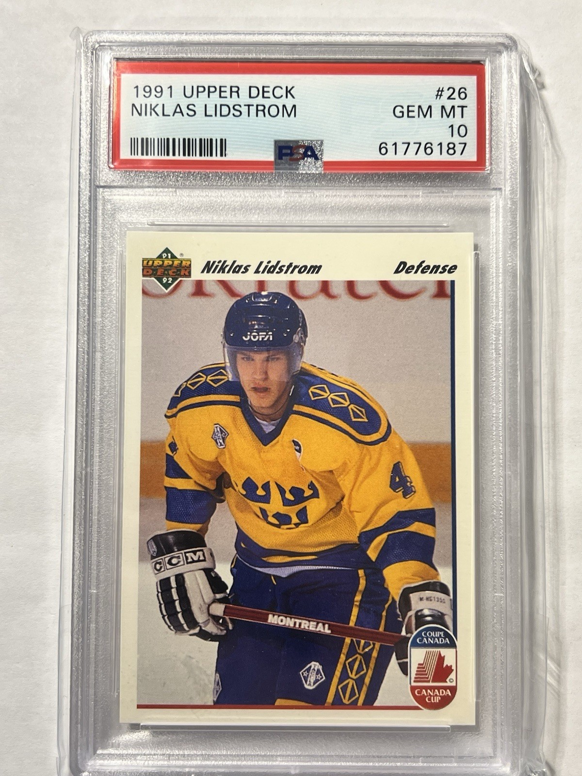 1991 UPPER DECK #26 NICKLAS LIDSTROM ROOKIE RC PSA 10