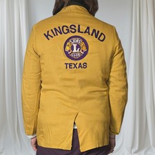 VTG 60s Kingsland Lions Club TEX Blazer Men's XL Sport Coat Gold Jacket Embr USA
