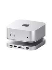 Hagibis Mac mini M4 Hub  Stand with SSD Enclosure, 3 in 1 USB Small, Silver