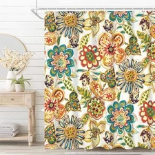 Boho Floral Bathroom Shower Curtain - 65"W x 72"L (Pack of 1) Vintage Floral
