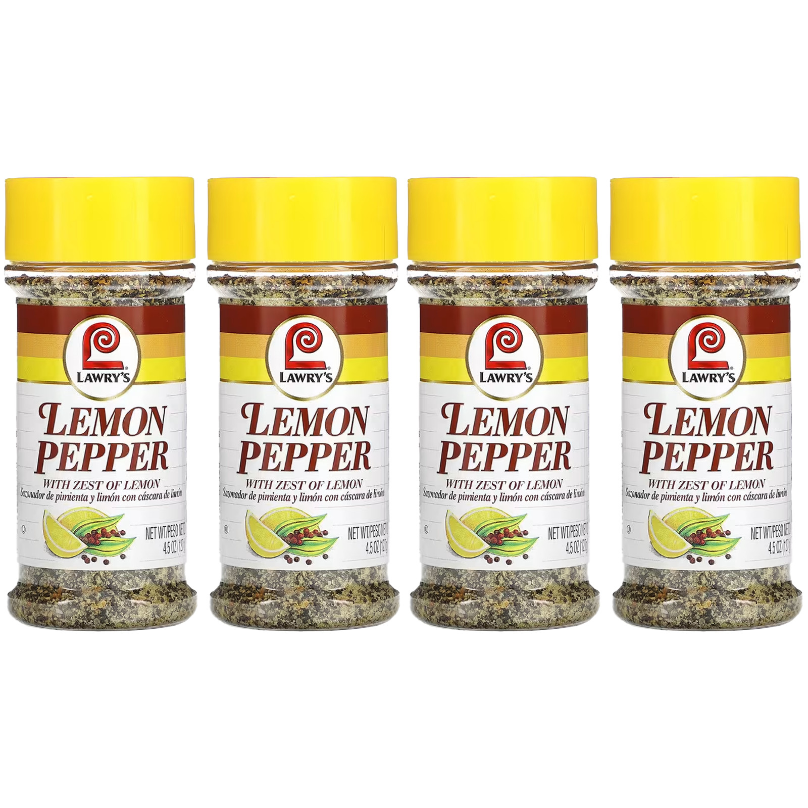 Лимонный перец Lawrys с цедрой лимона, 4,5 унции (127 г), Упаковка из 4