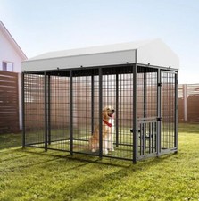 Large Dog Outdoor Kennel Pet Pens Dogs Run Enclosure Metal Fence with Roof Co...