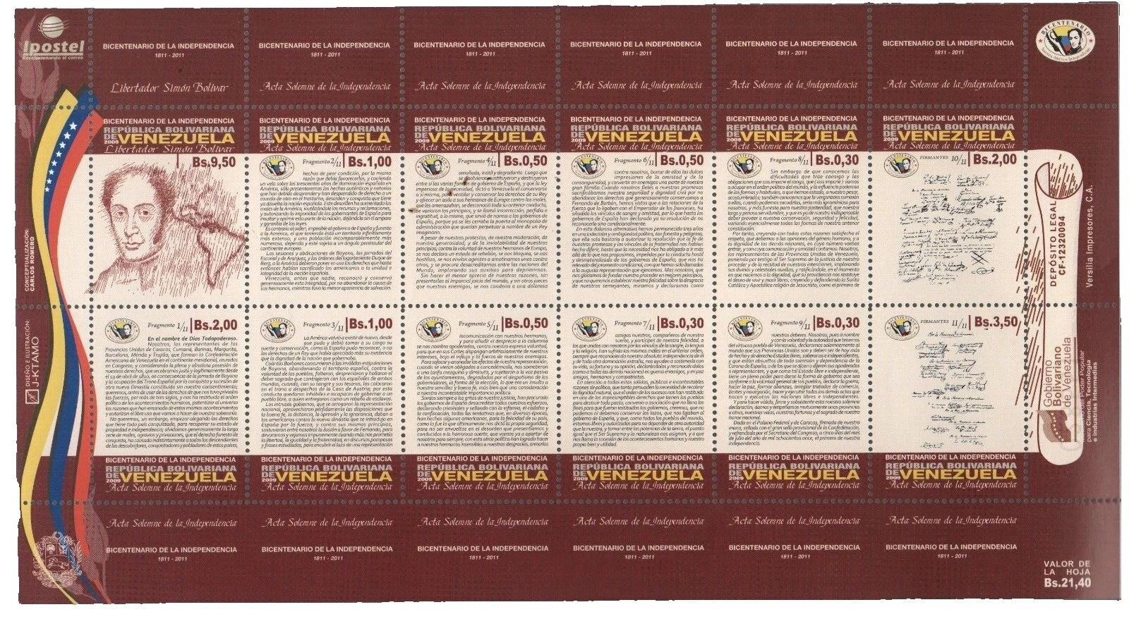 En excelente estado nunca abisagrado/estampillada sin montar o nunca montada acontecimientos históricos Sellos Venezolano
