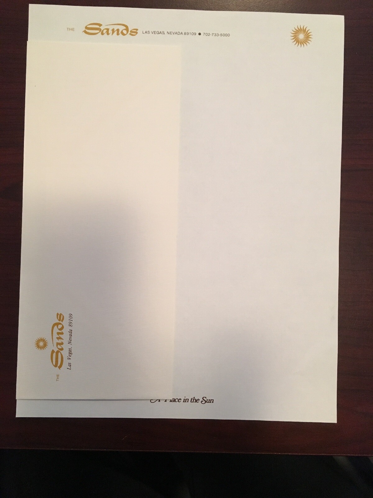 Sands Hotel Las Vegas stationery