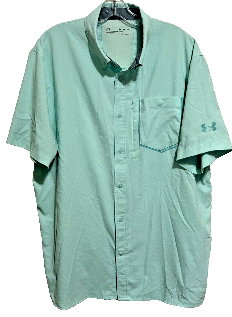 Under Armour High Tide Mens Sz XL Button Up Aqua Float Vented Shirt