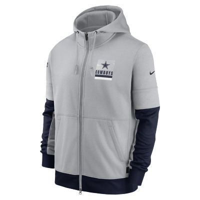 Dallas Cowboys Nike Sideline NFL Nike Lockup Therma Full Zip Hoodie- Gray/Navy | eBay