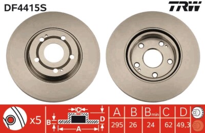 TRW DF4415S Bremsscheibe für TOYOTA