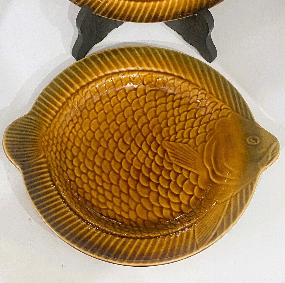 Two French Majolica Sarreguemines Fish Plates 1960's Vintage eBay
