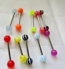 FASHION TONGUE  PIERCING JEWELRY MULTI COLORS LOT OF 10 PIECES.