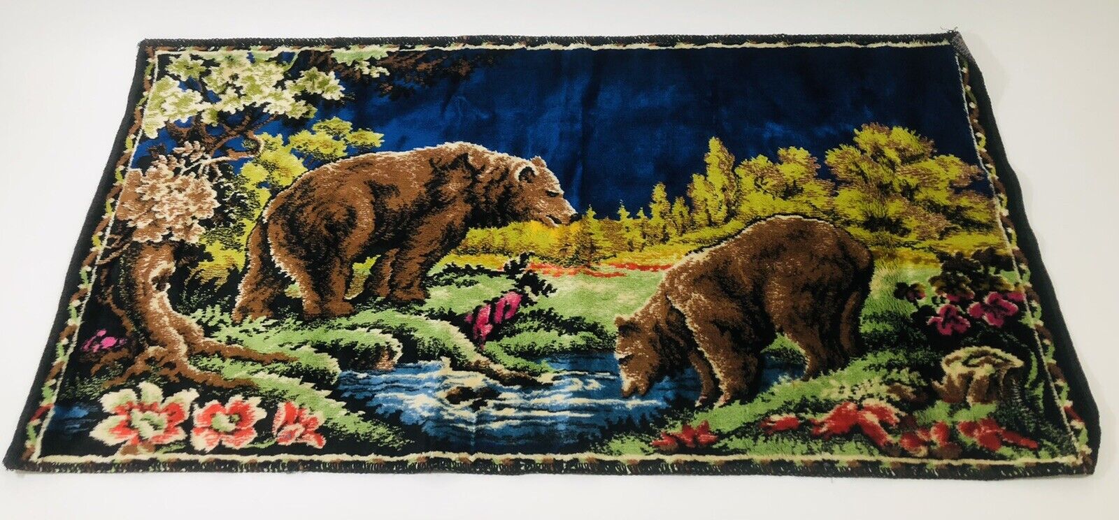Vintage Bear Tapestry Made in Italy Boho Chic Decorative Wall Hanging Rug