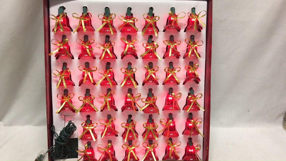 40 Red Bells Musical Light Play 25 Holiday Tune X-mas Carols