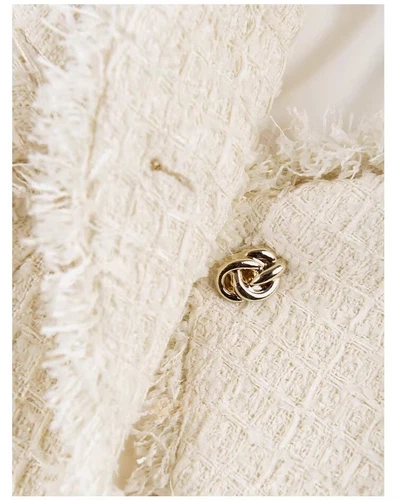 Women L'AGENCE Collared One Button Tweed Coat Top - Picture 7 of 10