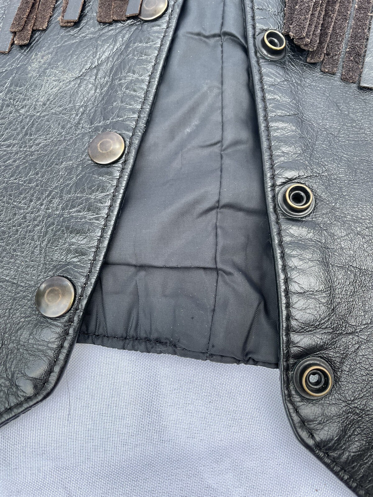 Park V Leather Vest Women's Size 14 Fringe Motorcycle Biker Made In USA